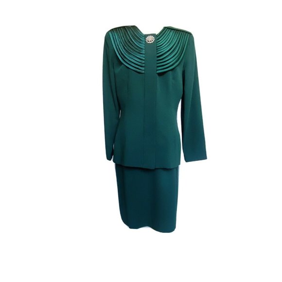 Karen Lawrence by Matthew 80s Skirt Brooch Suit